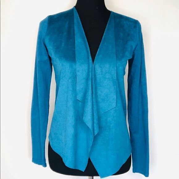INC Int'l Concepts🌼Teal Faux Suede Cardigan / Top - Picture 1 of 11